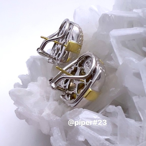 EUC Judith Ripka Vintage JR TWO Couture Diamond Button Earrings - Picture 10 of 13